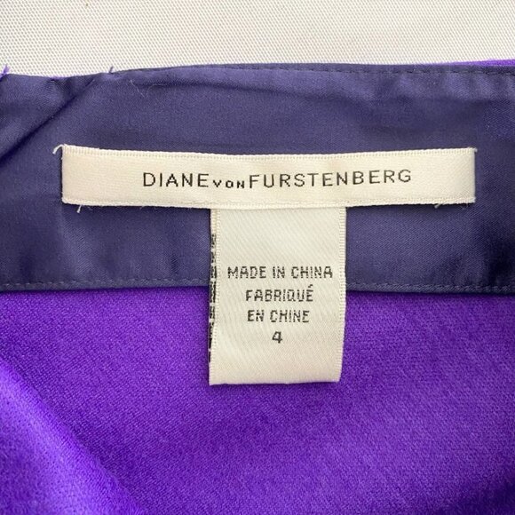 DIANE VON FURSTENBERG HELEN PURPLE WOOL BLEND SHEAT DRESS - 4 - Picture 8 of 11